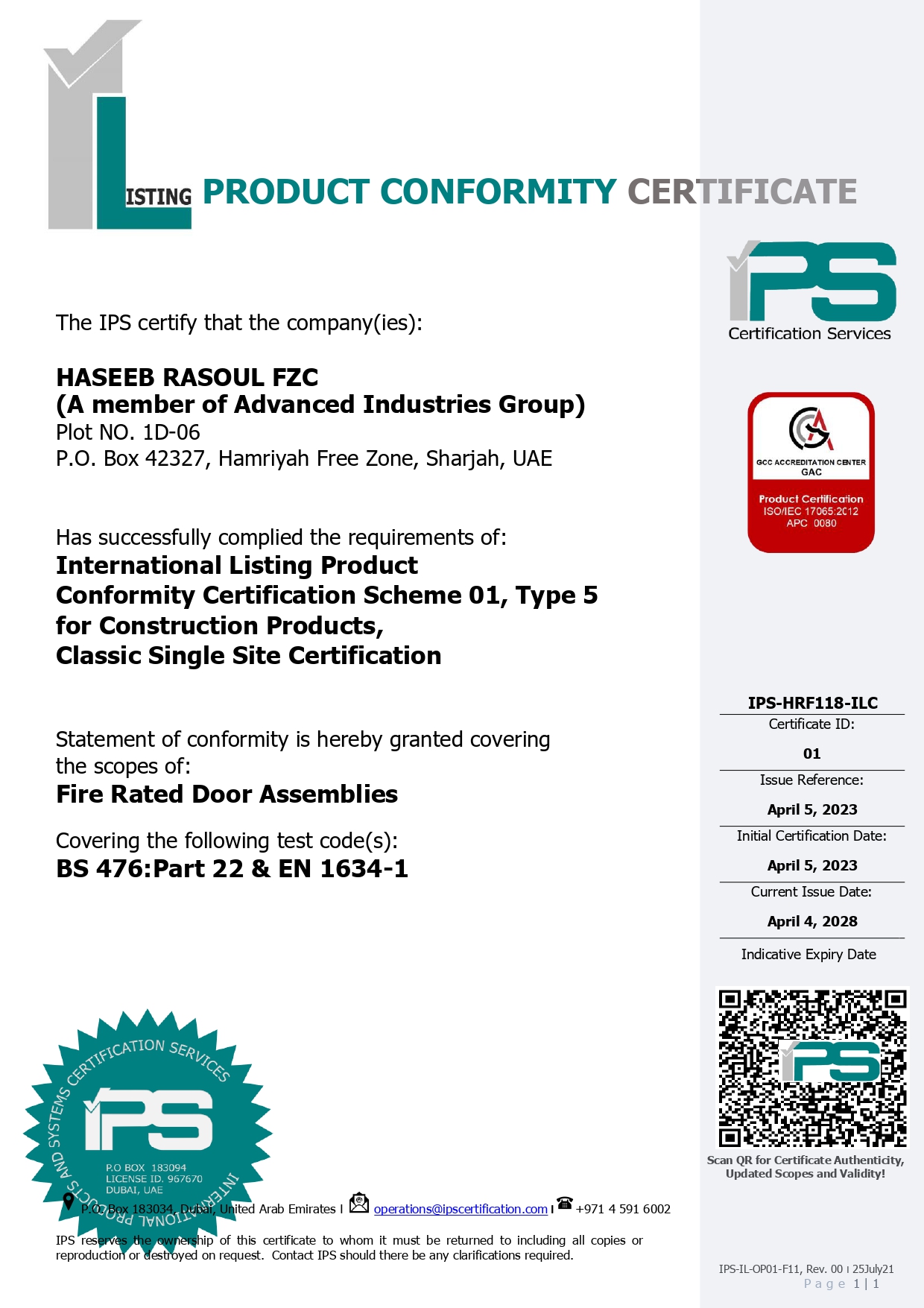 Intertek UL Fire Rated Certifications